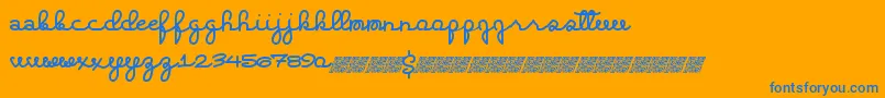 Extrahighs-Schriftart – Blaue Schriften auf orangefarbenem Hintergrund