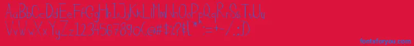CiscaNoteLight-Schriftart – Blaue Schriften auf rotem Hintergrund