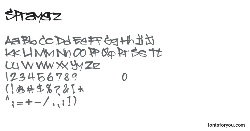 Schriftart Sprayerz – Alphabet, Zahlen, spezielle Symbole