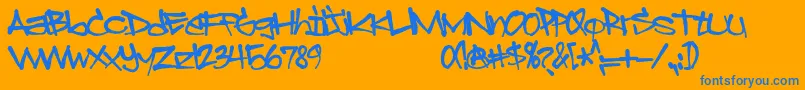 Sprayerz Font – Blue Fonts on Orange Background