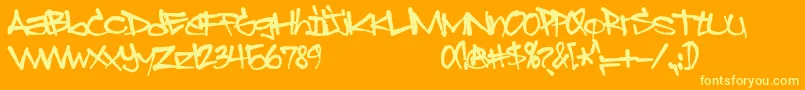 Sprayerz Font – Yellow Fonts on Orange Background