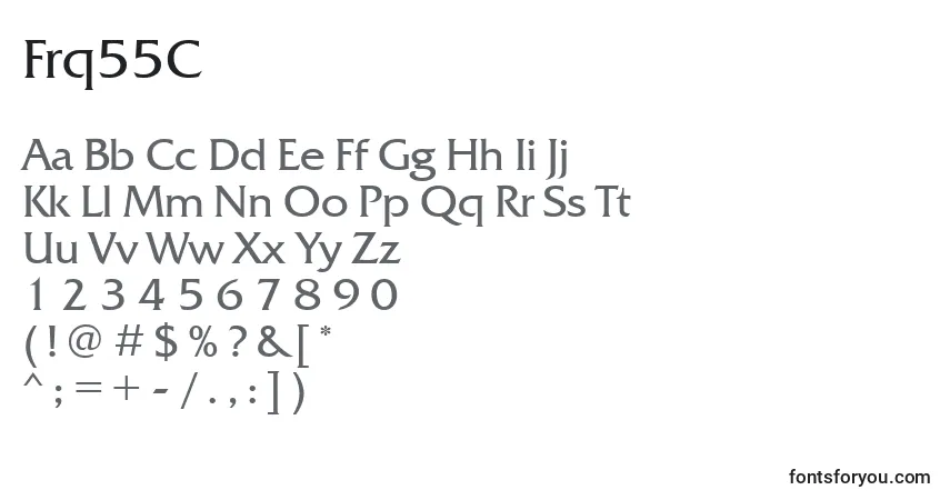 A fonte Frq55C – alfabeto, números, caracteres especiais
