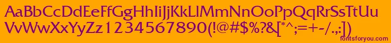 Frq55C Font – Purple Fonts on Orange Background