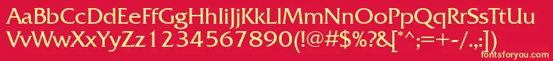 Frq55C Font – Yellow Fonts on Red Background