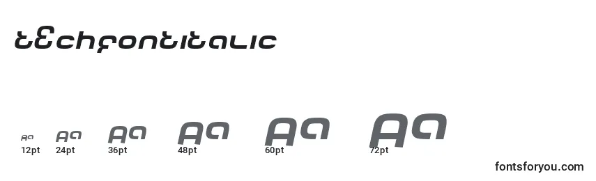 TechFontItalic Font Sizes