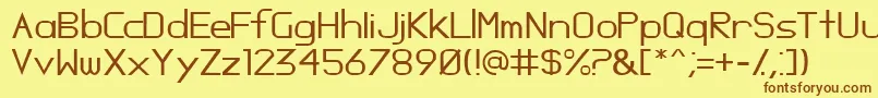 フォントOposs – 茶色の文字が黄色の背景にあります。