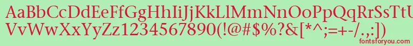 StoneSerifItcTtMedium-Schriftart – Rote Schriften auf grünem Hintergrund