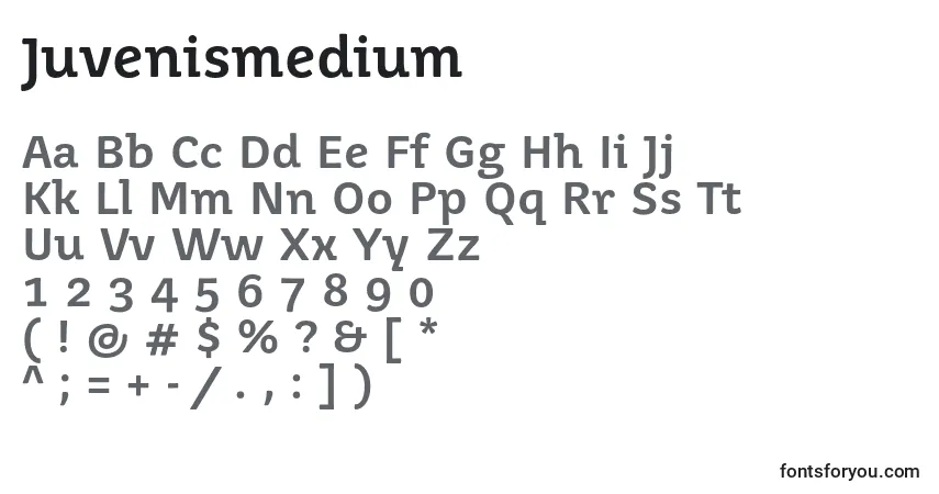 A fonte Juvenismedium – alfabeto, números, caracteres especiais