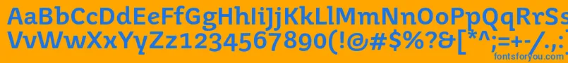 フォントJuvenismedium – オレンジの背景に青い文字