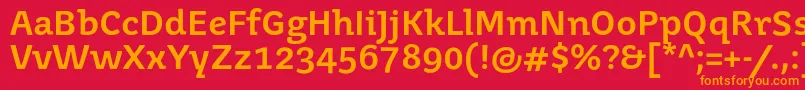 フォントJuvenismedium – 赤い背景にオレンジの文字