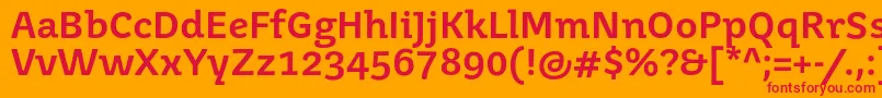 フォントJuvenismedium – オレンジの背景に赤い文字