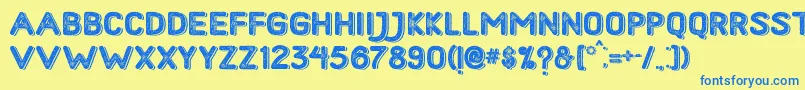 HometownRoughBoldShadow Font – Blue Fonts on Yellow Background