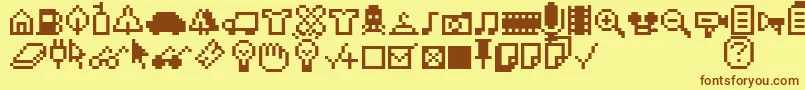 Iconbittwo Font – Brown Fonts on Yellow Background