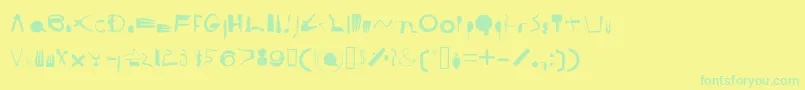 CooksyCutter-fontti – vihreät fontit keltaisella taustalla