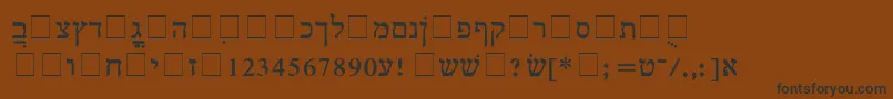 フォントHebrewMultimode – 黒い文字が茶色の背景にあります