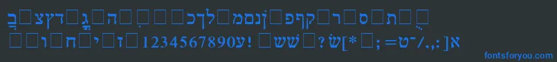 HebrewMultimode-fontti – siniset fontit mustalla taustalla