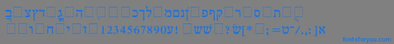 フォントHebrewMultimode – 灰色の背景に青い文字