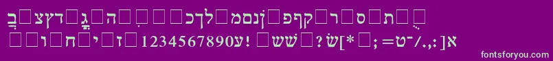 HebrewMultimode-Schriftart – Grüne Schriften auf violettem Hintergrund