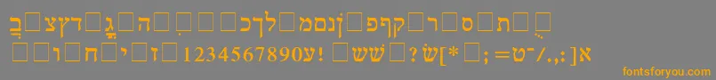 フォントHebrewMultimode – オレンジの文字は灰色の背景にあります。