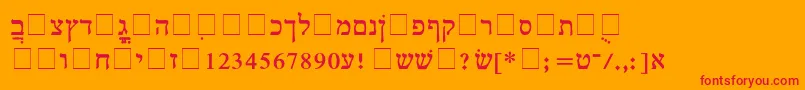 HebrewMultimode-Schriftart – Rote Schriften auf orangefarbenem Hintergrund