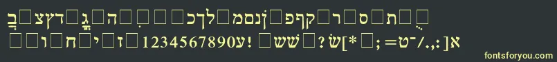 フォントHebrewMultimode – 黒い背景に黄色の文字