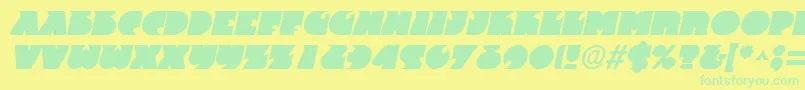 FranticItalic Font – Green Fonts on Yellow Background