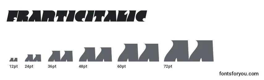 Размеры шрифта FranticItalic