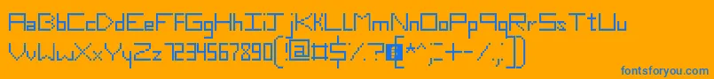SlimThirteenPixelFonts-Schriftart – Blaue Schriften auf orangefarbenem Hintergrund