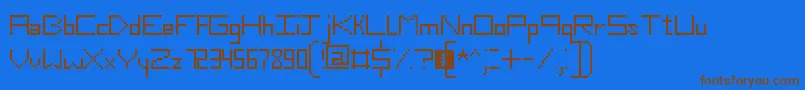 フォントSlimThirteenPixelFonts – 茶色の文字が青い背景にあります。