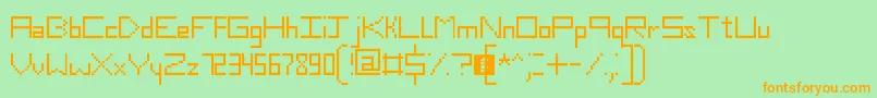 SlimThirteenPixelFonts-fontti – oranssit fontit vihreällä taustalla
