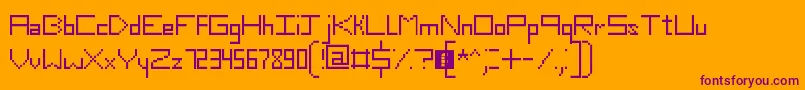 SlimThirteenPixelFonts-fontti – violetit fontit oranssilla taustalla