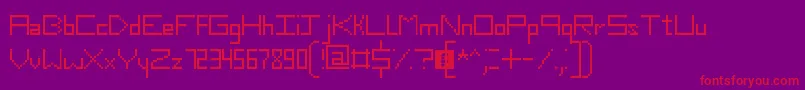 SlimThirteenPixelFonts-fontti – punaiset fontit violetilla taustalla