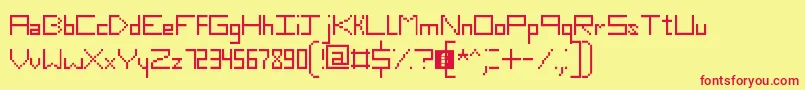 SlimThirteenPixelFonts Font – Red Fonts on Yellow Background