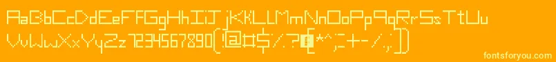 SlimThirteenPixelFonts-Schriftart – Gelbe Schriften auf orangefarbenem Hintergrund