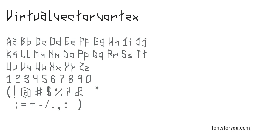 Virtualvectorvortex-fontti – aakkoset, numerot, erikoismerkit