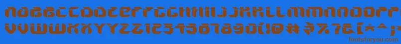 V5AmponUpright-Schriftart – Braune Schriften auf blauem Hintergrund