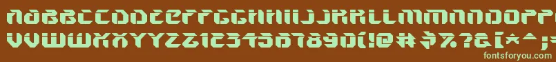 フォントV5AmponUpright – 緑色の文字が茶色の背景にあります。