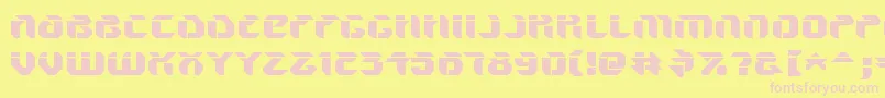 V5AmponUpright-fontti – vaaleanpunaiset fontit keltaisella taustalla