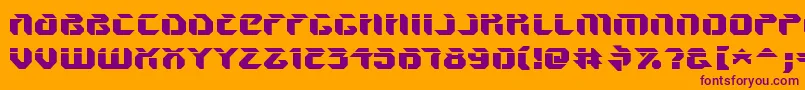 V5AmponUpright-Schriftart – Violette Schriften auf orangefarbenem Hintergrund