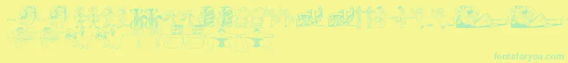 RandomThing1-Schriftart – Grüne Schriften auf gelbem Hintergrund