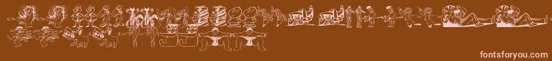 フォントRandomThing1 – 茶色の背景にピンクのフォント