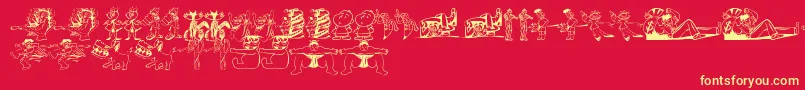 フォントRandomThing1 – 黄色の文字、赤い背景