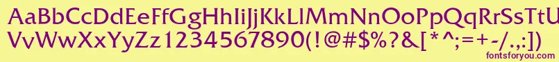 FrizQuadrataRegular Font – Purple Fonts on Yellow Background
