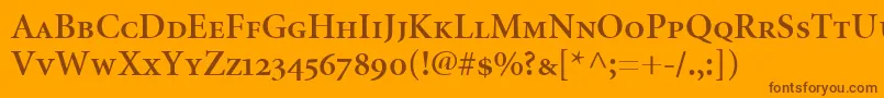 MinionSemiboldSmallCapsOldstyleFigures Font – Brown Fonts on Orange Background