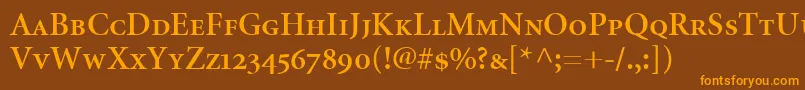 MinionSemiboldSmallCapsOldstyleFigures Font – Orange Fonts on Brown Background