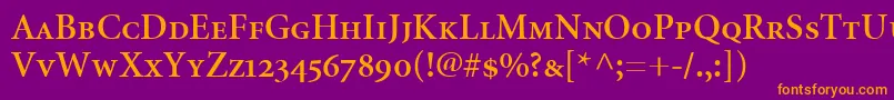 MinionSemiboldSmallCapsOldstyleFigures Font – Orange Fonts on Purple Background