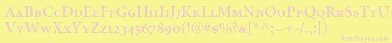 MinionSemiboldSmallCapsOldstyleFigures Font – Pink Fonts on Yellow Background