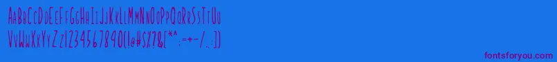 LadybugRegularB-Schriftart – Violette Schriften auf blauem Hintergrund