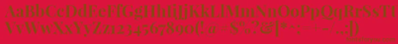 Weitere Informationen zur PlayfairdisplayBold-Schriftart PlayfairdisplayBold-Schriftart – Braune Schriften auf rotem Hintergrund