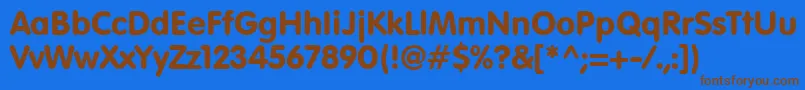 フォントStRundschrift – 茶色の文字が青い背景にあります。